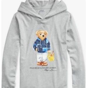 Ralph Lauren Kids Polo Bear Gray Long Sleeve Hoodie